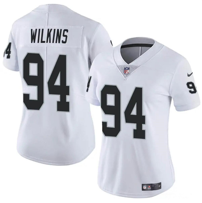 Women's Las Vegas Raiders #94 Christian Wilkins White Vapor Stitched Jersey(Run Small)